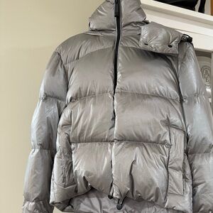 BCBGMaxAzria Metallic Gray Puffer Jacket